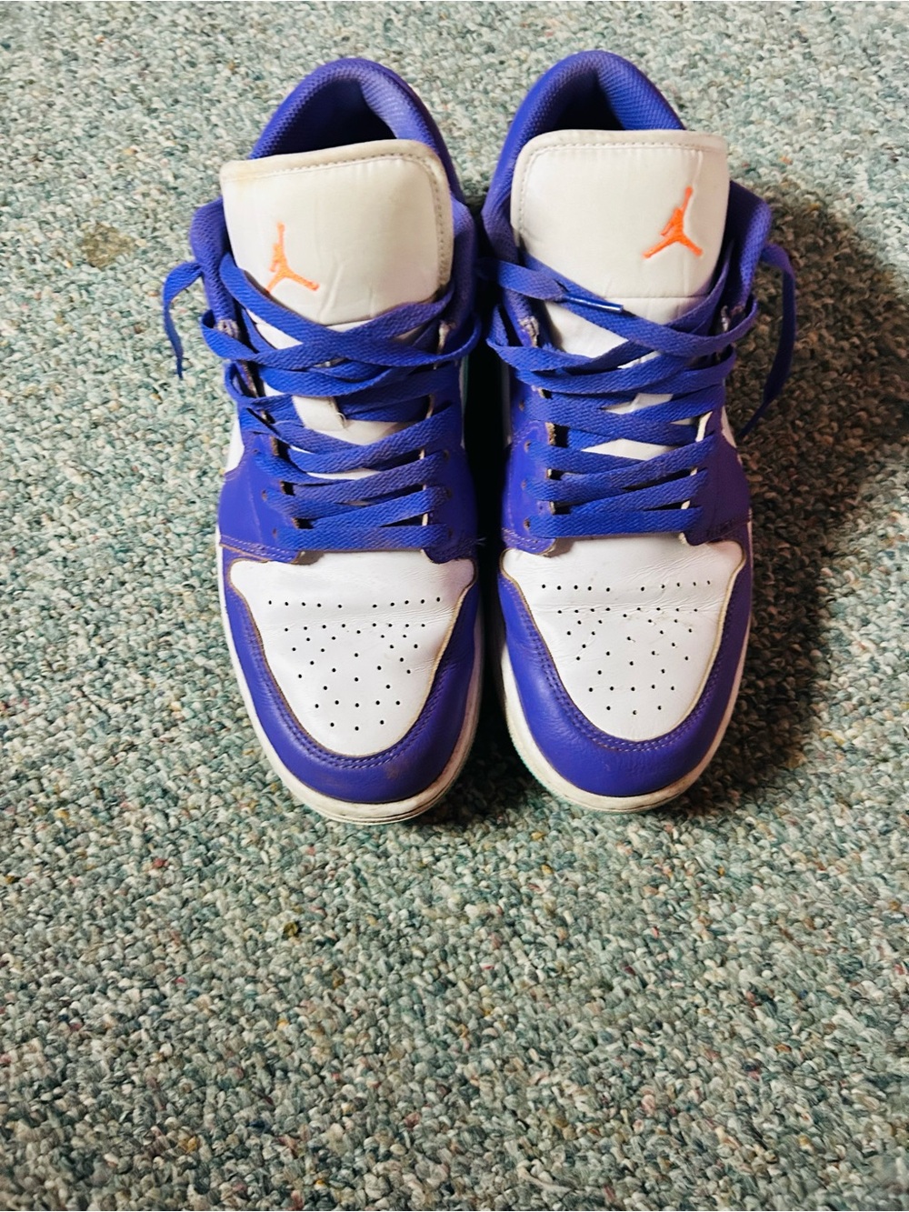 Nike Jordan Low Top Sneakers in White, Purple & Orange